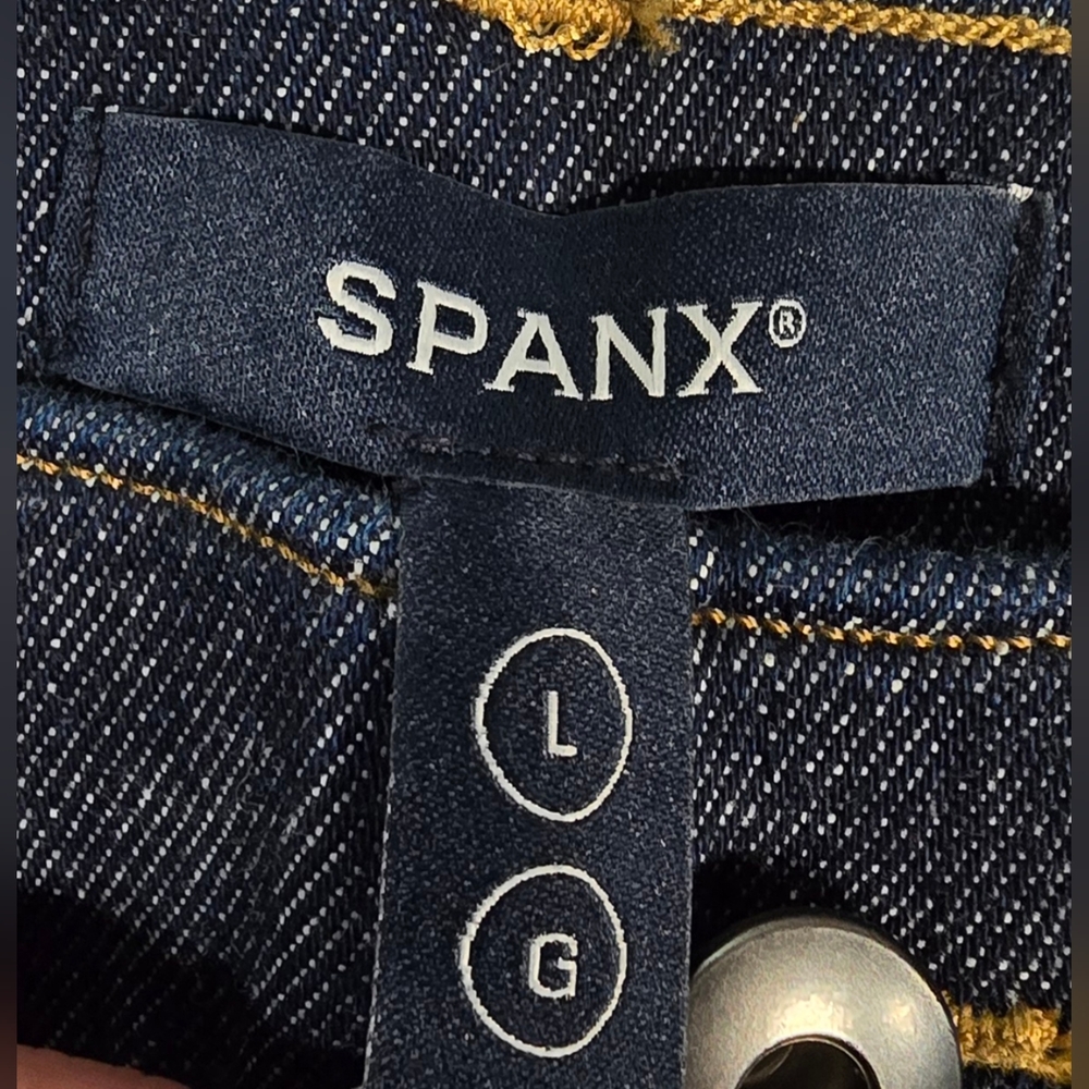 SPANX High Waisted Wide Leg Denim In Raw Indigo Size Large - Picture 6 of 9